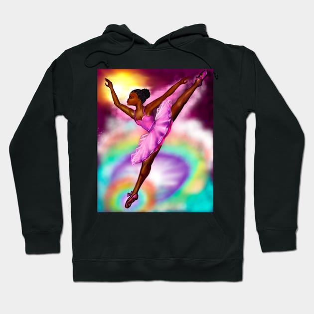 Black ballerina with corn rows and sky background   ! beautiful  black girl with Afro hair and dark brown skin wearing a pink tutu.Hair love ! Hoodie by Artonmytee